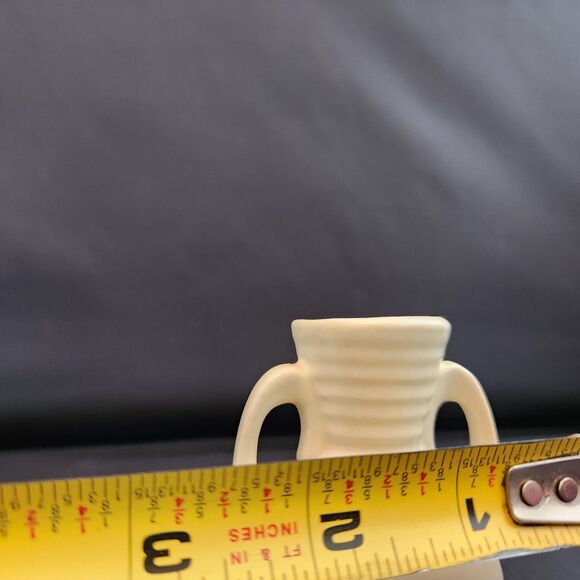 Set 2 Shawnee Pottery Vases 3" Miniature Mini Ivory Cream Jug READ USA 1940s VTG - Picture 12 of 12